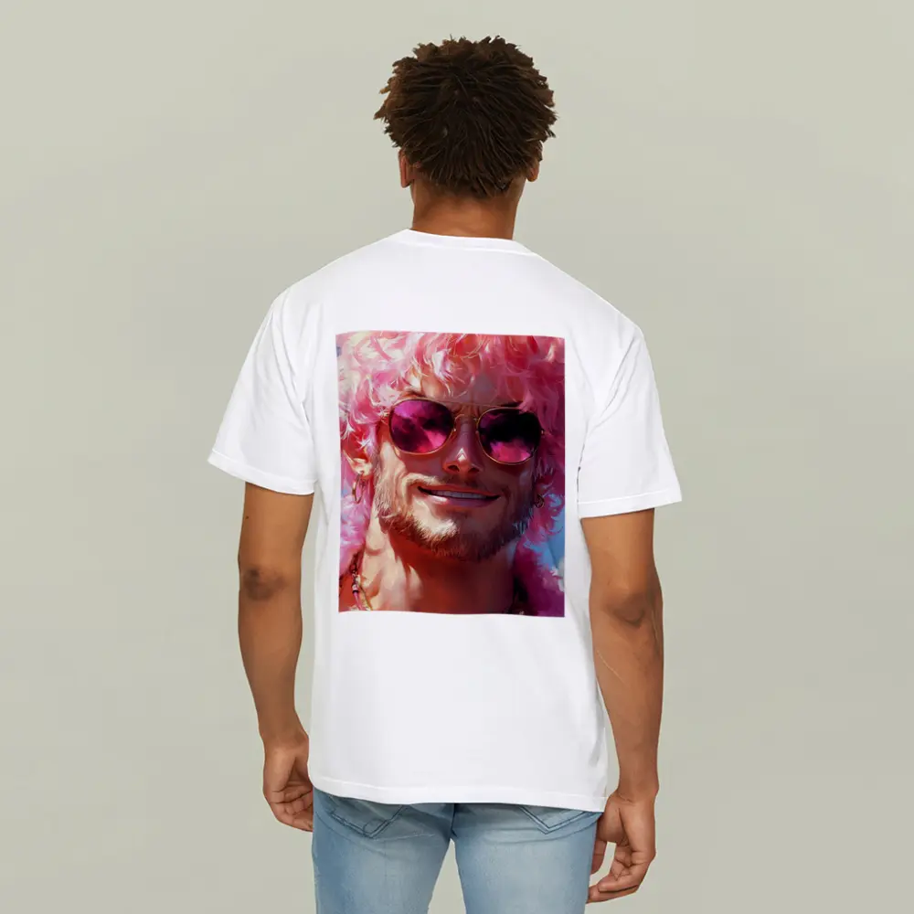Pink Haired Man Gold Sunglasses Pop Art – T-Shirts
