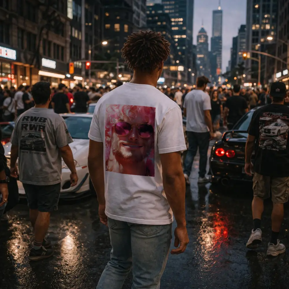 Pink Haired Man Gold Sunglasses Pop Art – T-Shirts