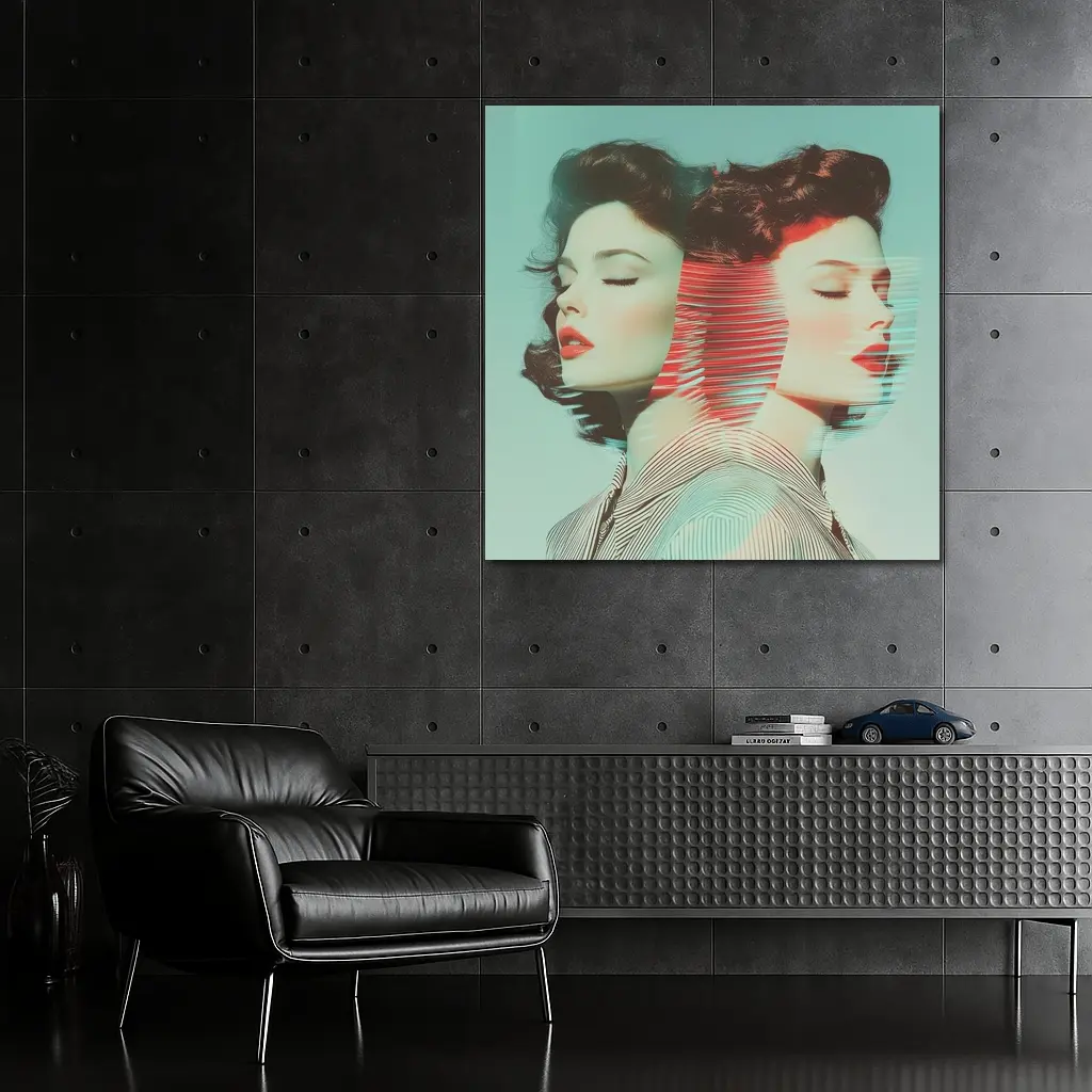 Retro Woman Portrait Double Exposure Pop Art – Wall Art