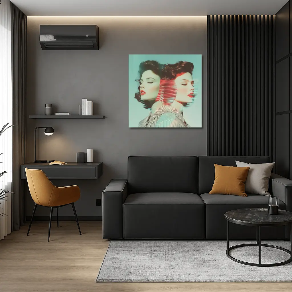 Retro Woman Portrait Double Exposure Pop Art – Wall Art