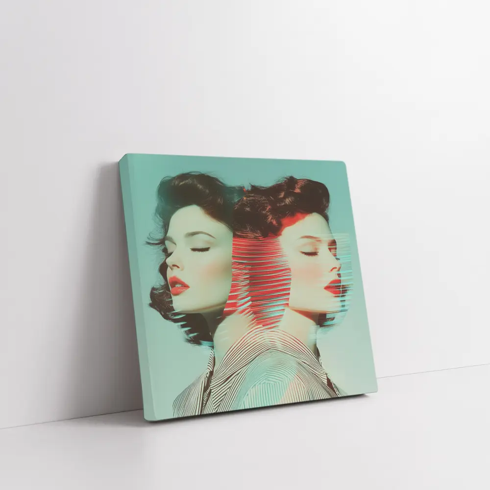 Retro Woman Portrait Double Exposure Pop Art – Wall Art
