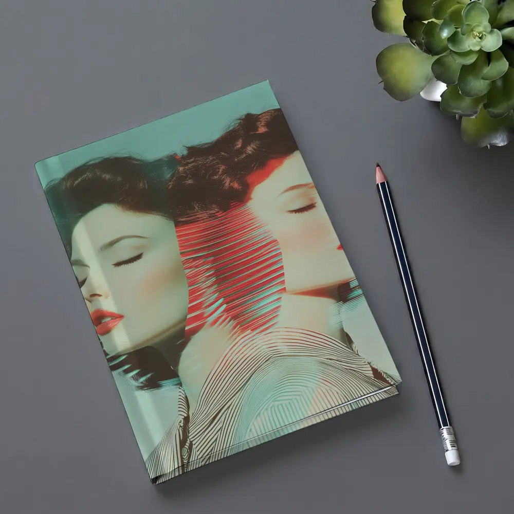Retro Woman Portrait Double Exposure Pop Art – Notebooks