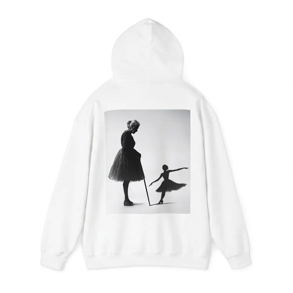Elderly Ballerina Shadow Young Dancer Black White – Hoodies