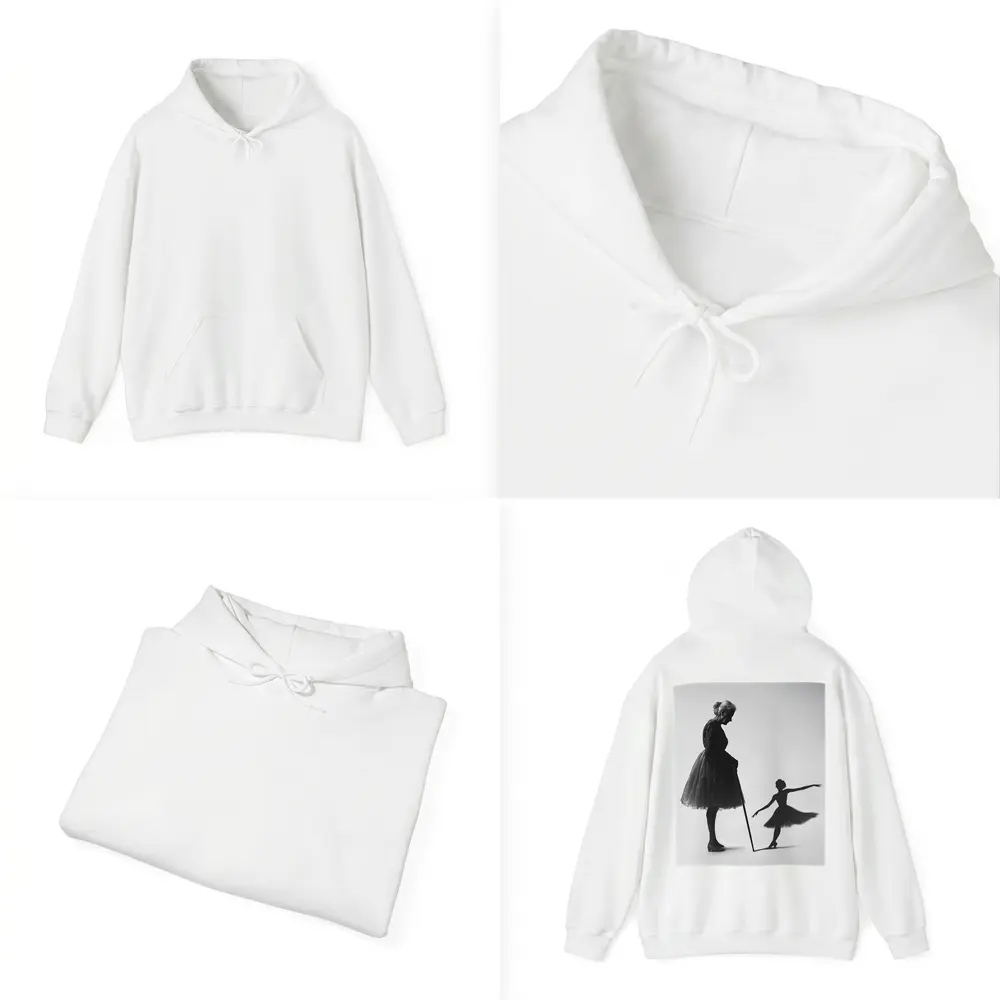 Elderly Ballerina Shadow Young Dancer Black White – Hoodies