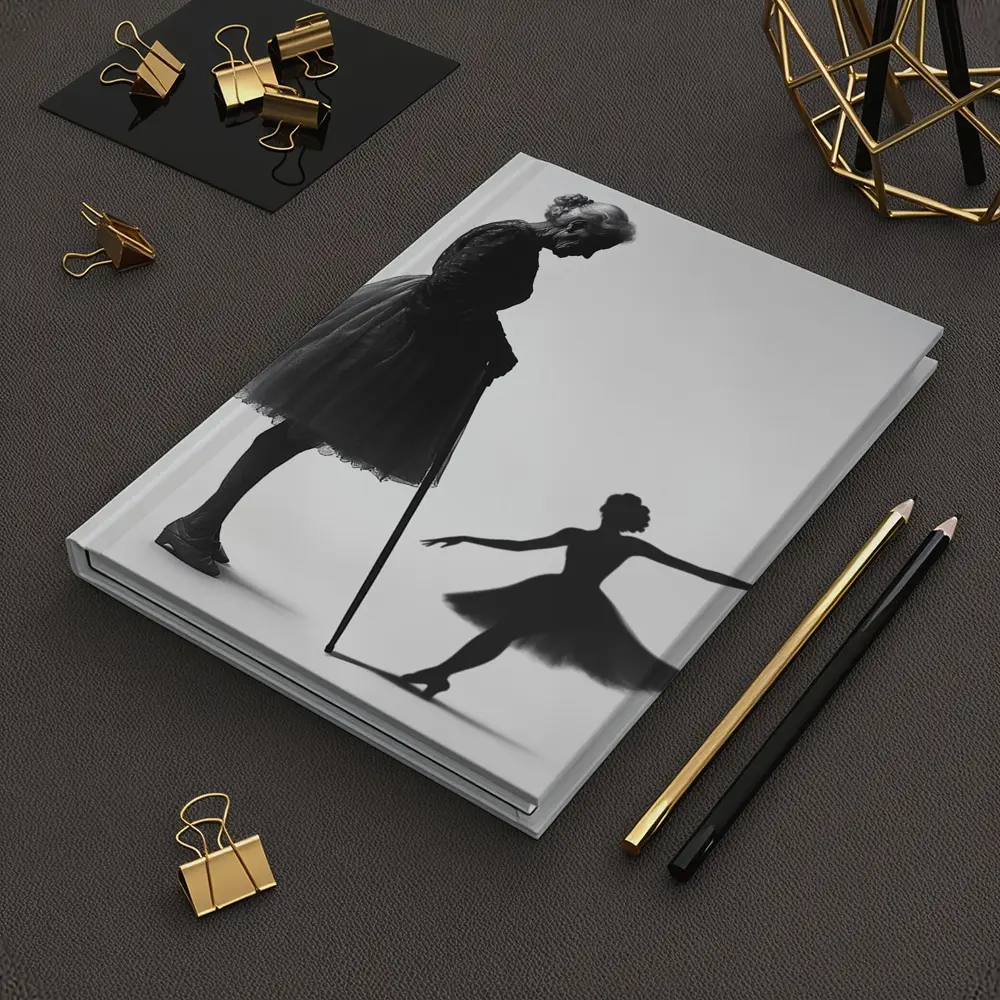 Elderly Ballerina Shadow Young Dancer Black White – Notebooks