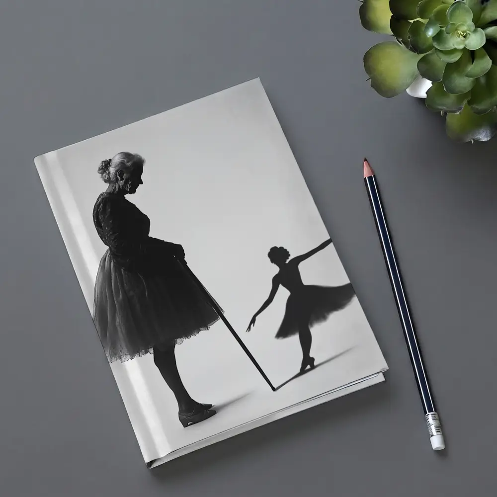 Elderly Ballerina Shadow Young Dancer Black White – Notebooks