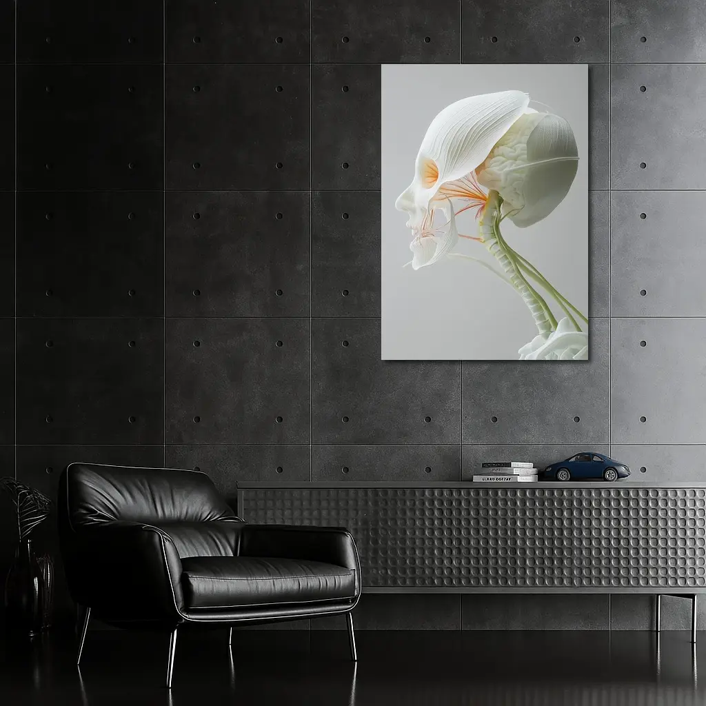 Human Head Anatomy Art Minimalist White Background – Wall Art