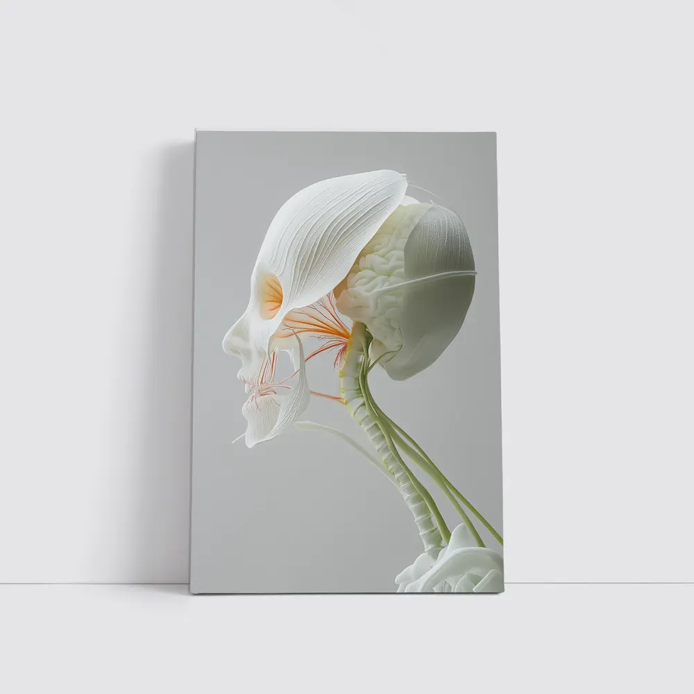 Human Head Anatomy Art Minimalist White Background – Wall Art