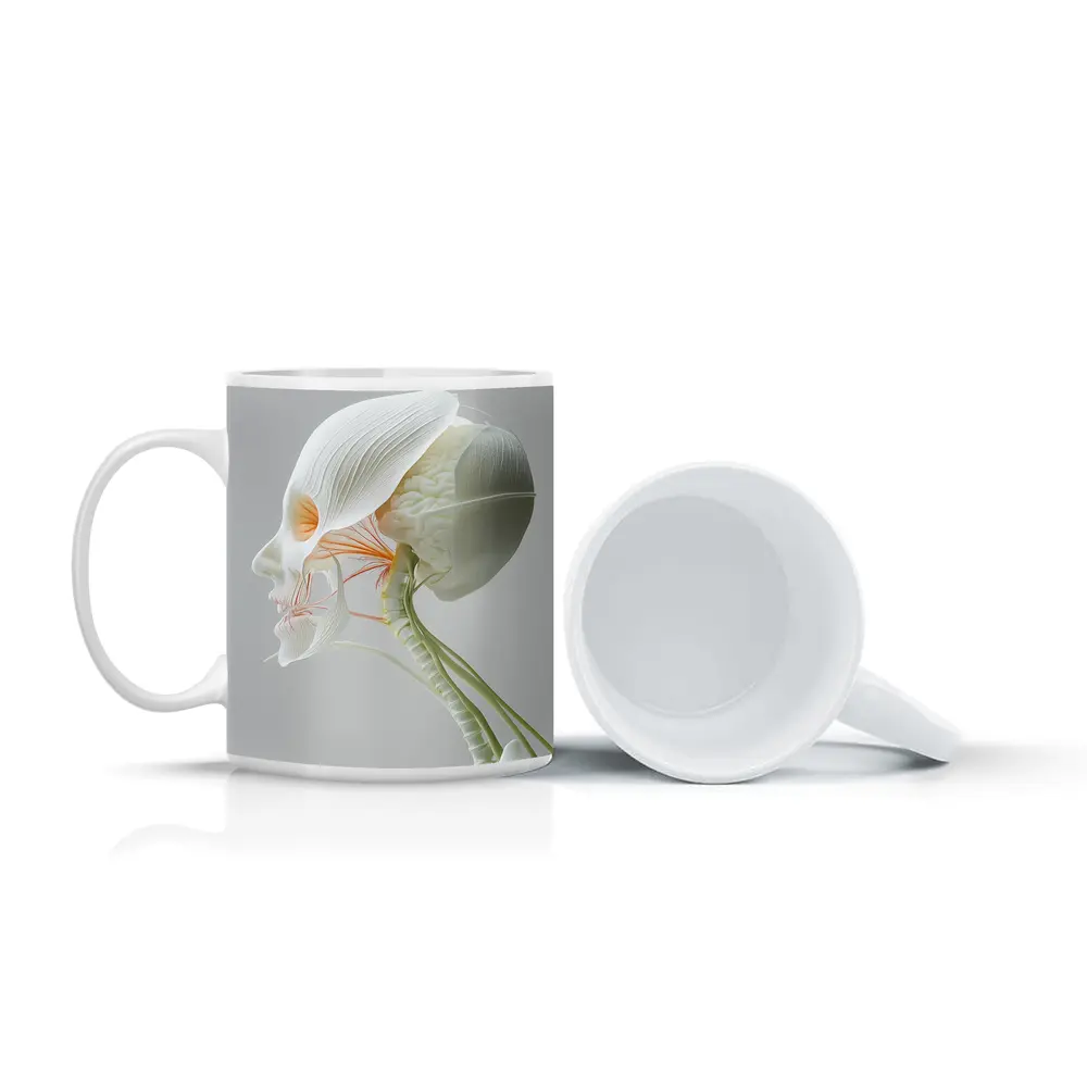 Human Head Anatomy Art Minimalist White Background – Mugs