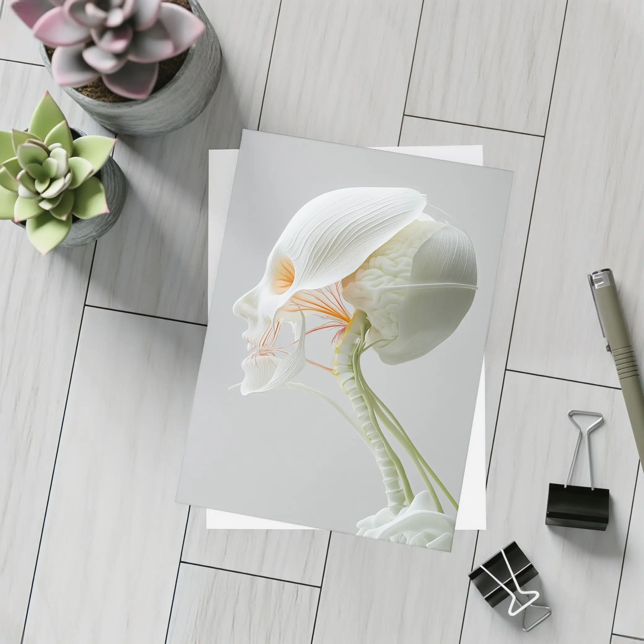 Human Head Anatomy Art Minimalist White Background – Postcards
