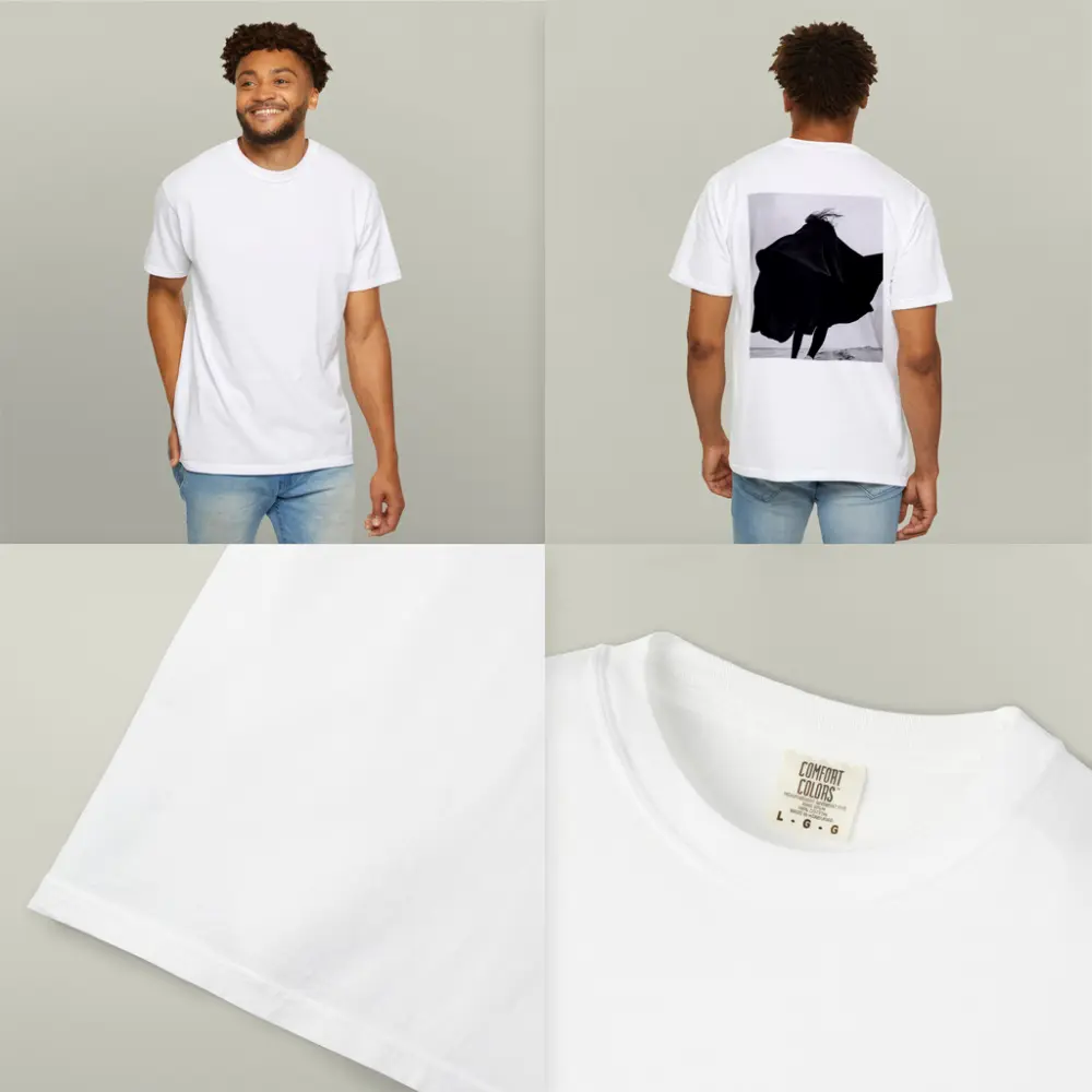 Woman Black Cape Flying Beach Sand – T-Shirts