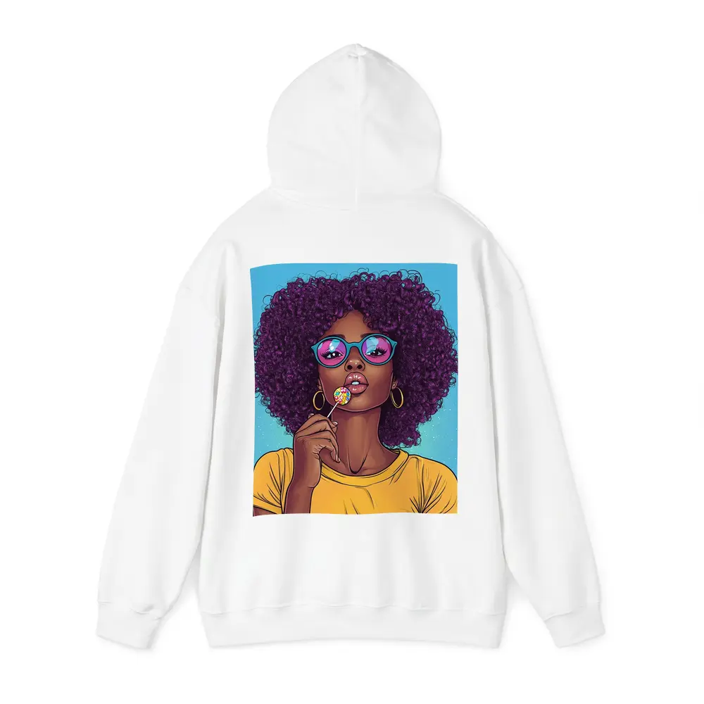 Pop Art Woman Lollipop Blue Background – Hoodies