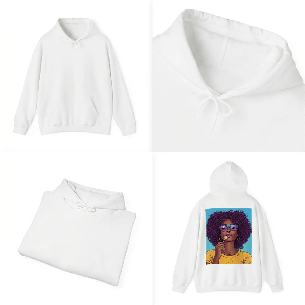 Pop Art Woman Lollipop Blue Background – Hoodies