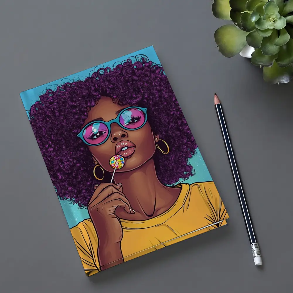 Pop Art Woman Lollipop Blue Background – Notebooks