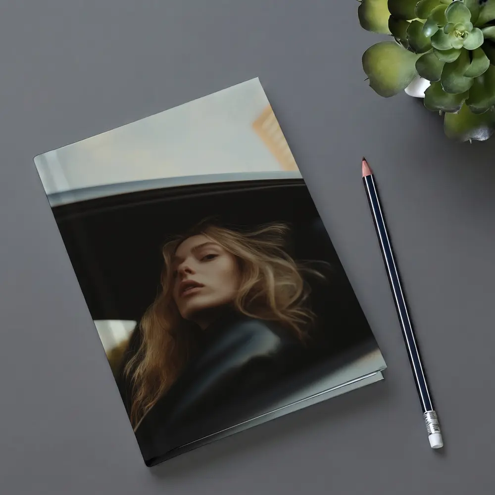 Woman Looking Out Car Window City – Notebooks