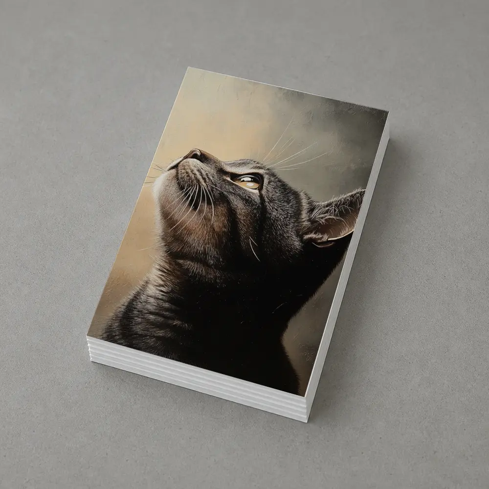 Tabby Cat Looking Up Moody Oil Painting – Postcards