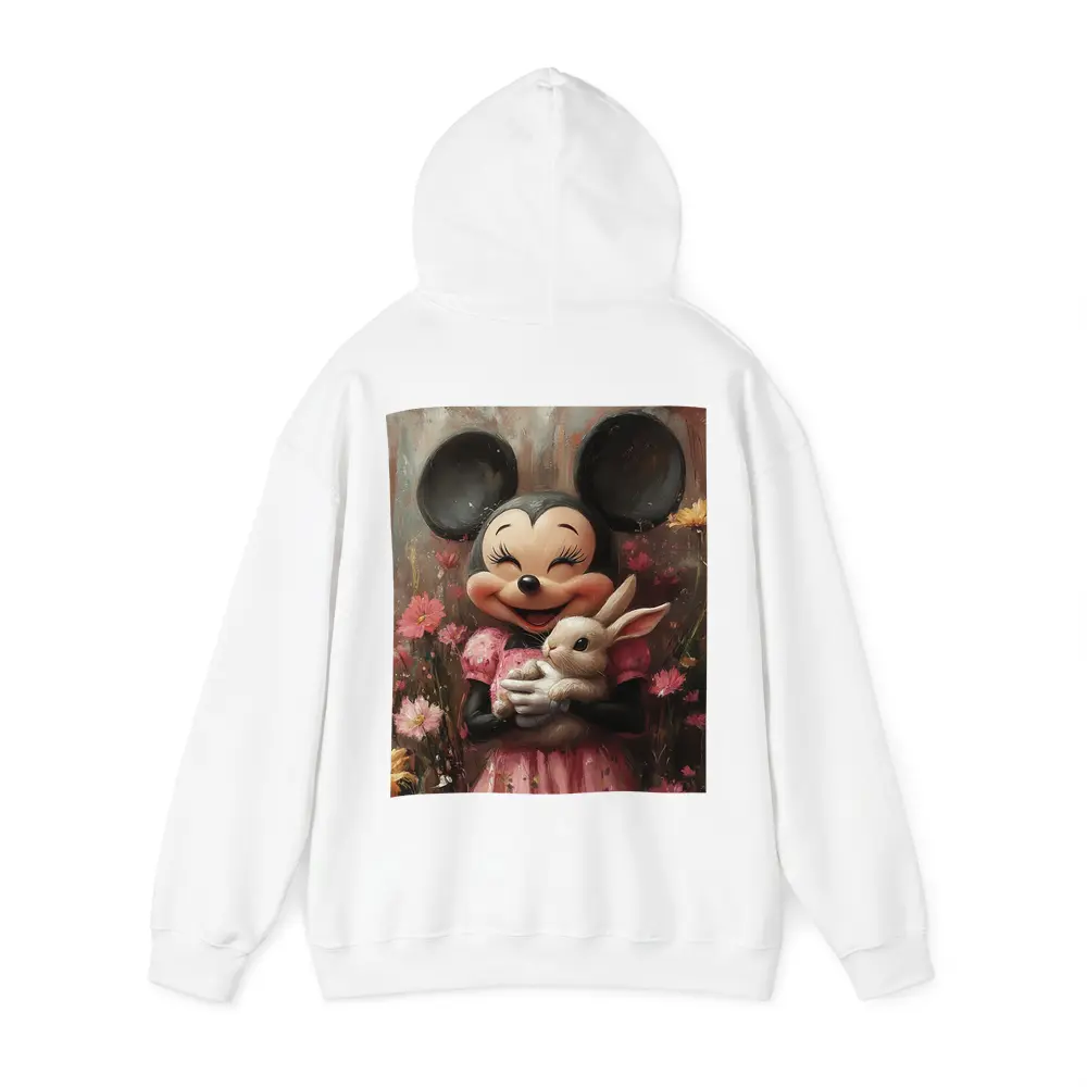Minnie Mouse Holding Bunny Floral Background – Hoodies
