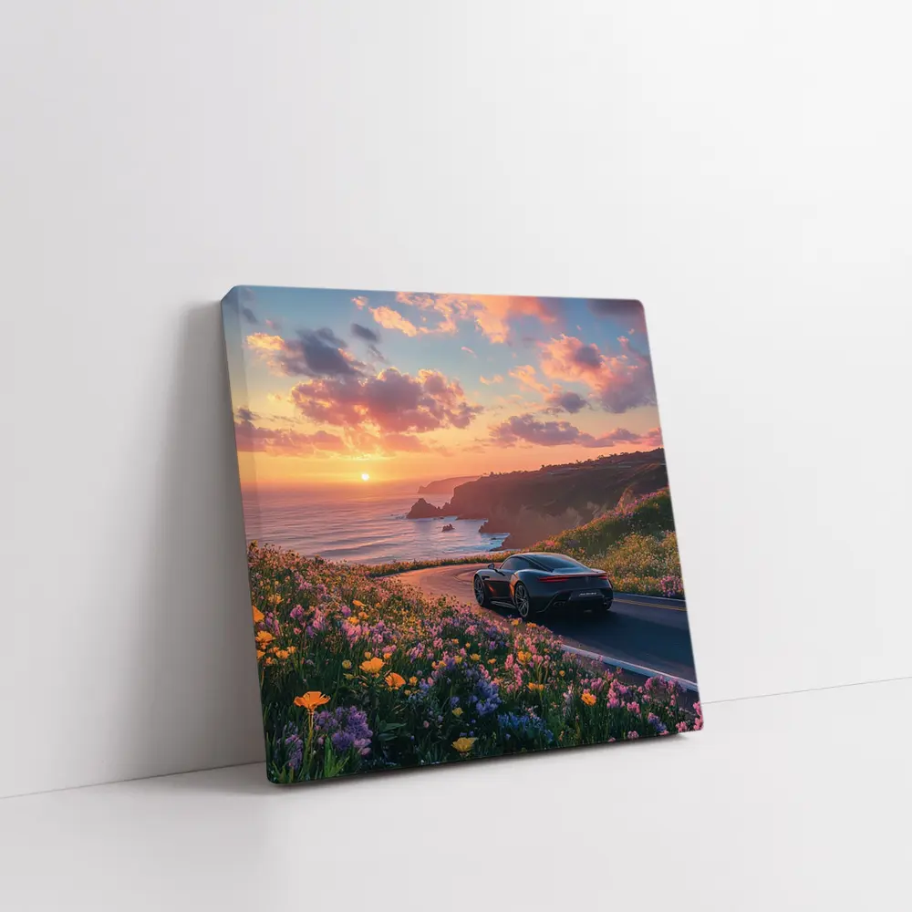 Aston Martin One77 Coastal Sunset Wildflowers Drive – Wall Art