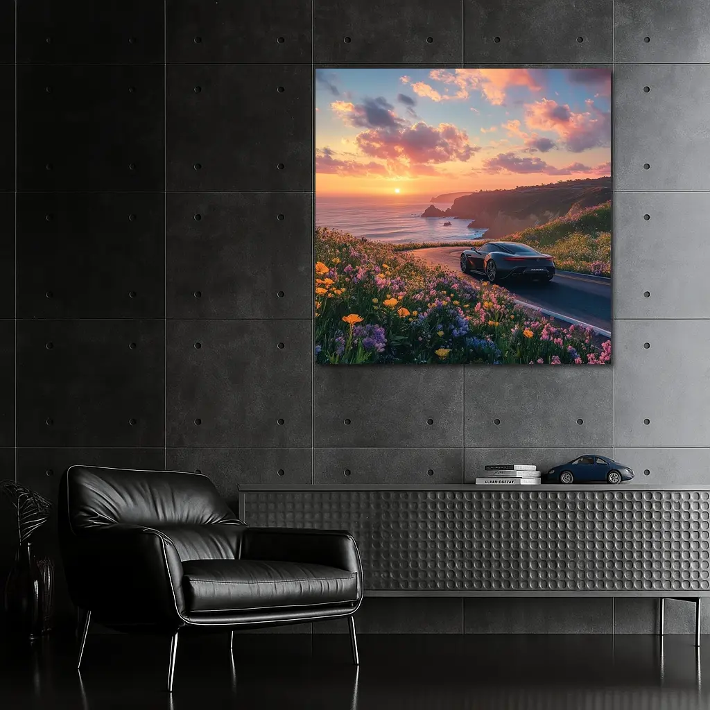 Aston Martin One77 Coastal Sunset Wildflowers Drive – Wall Art