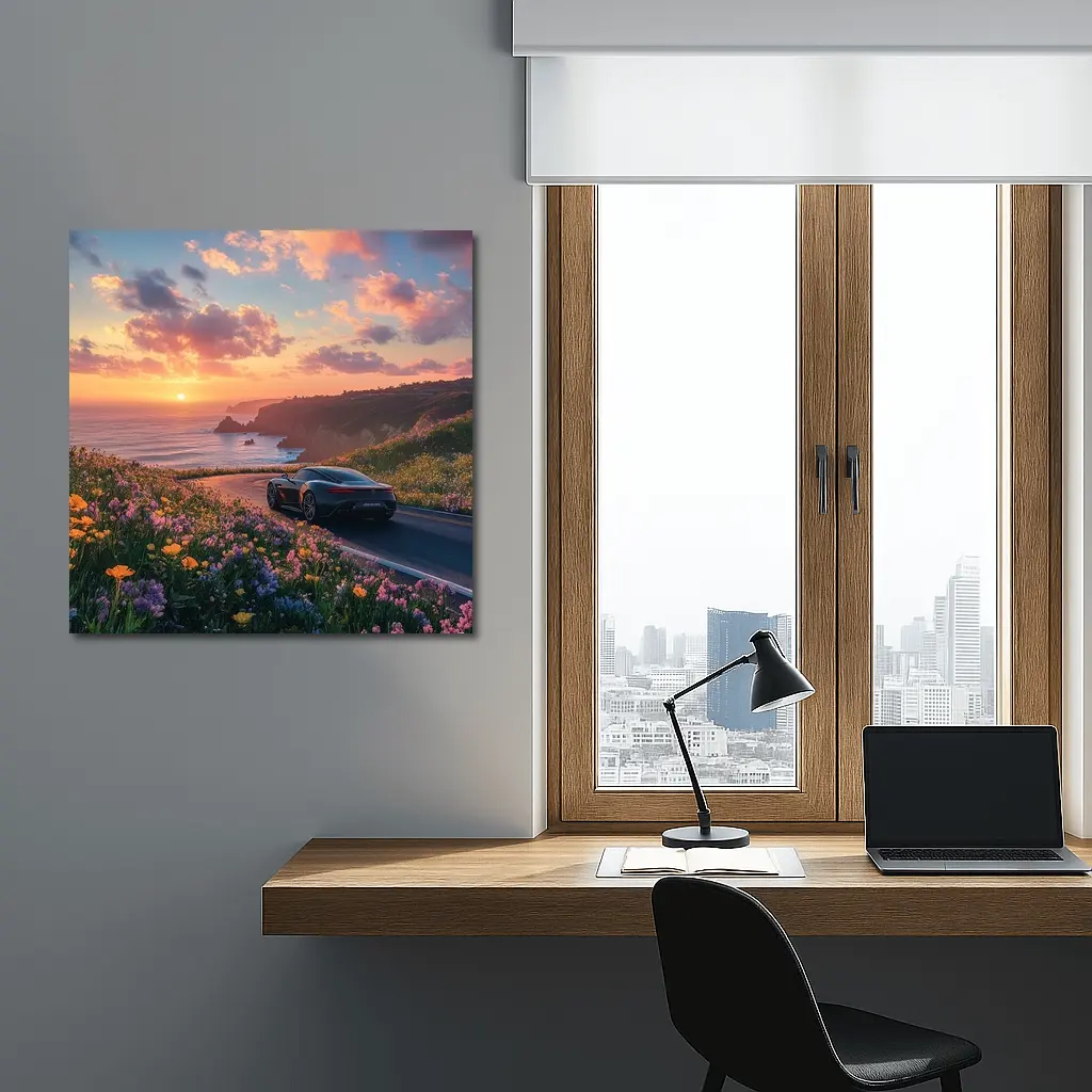 Aston Martin One77 Coastal Sunset Wildflowers Drive – Wall Art
