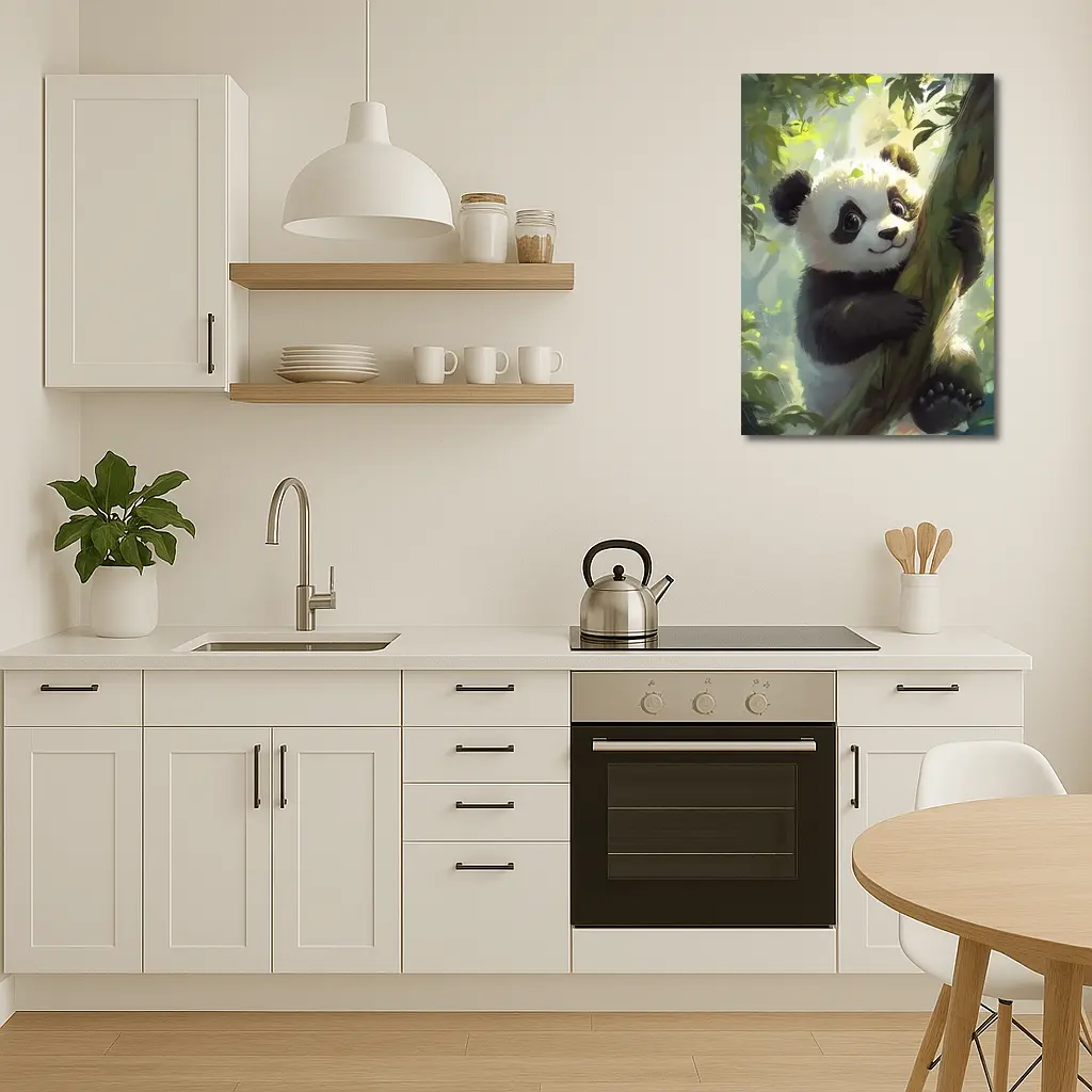 Baby Panda Climbing Tree Forest Art – Wall Art