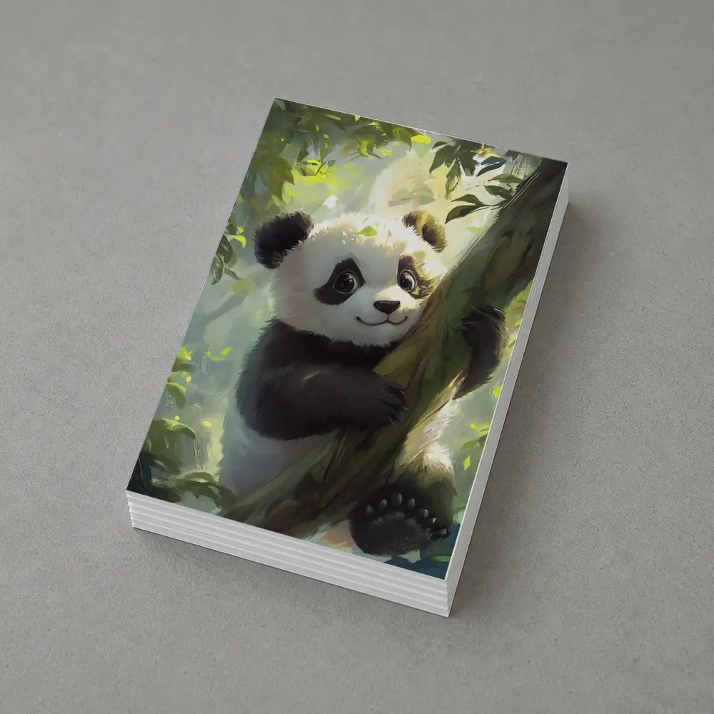 Baby Panda Climbing Tree Forest Art – Postcards