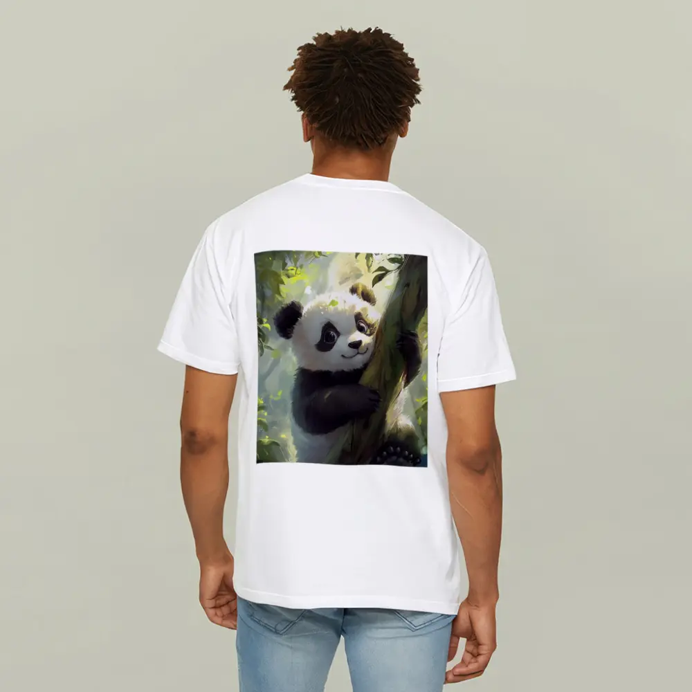 Baby Panda Climbing Tree Forest Art – T-Shirts