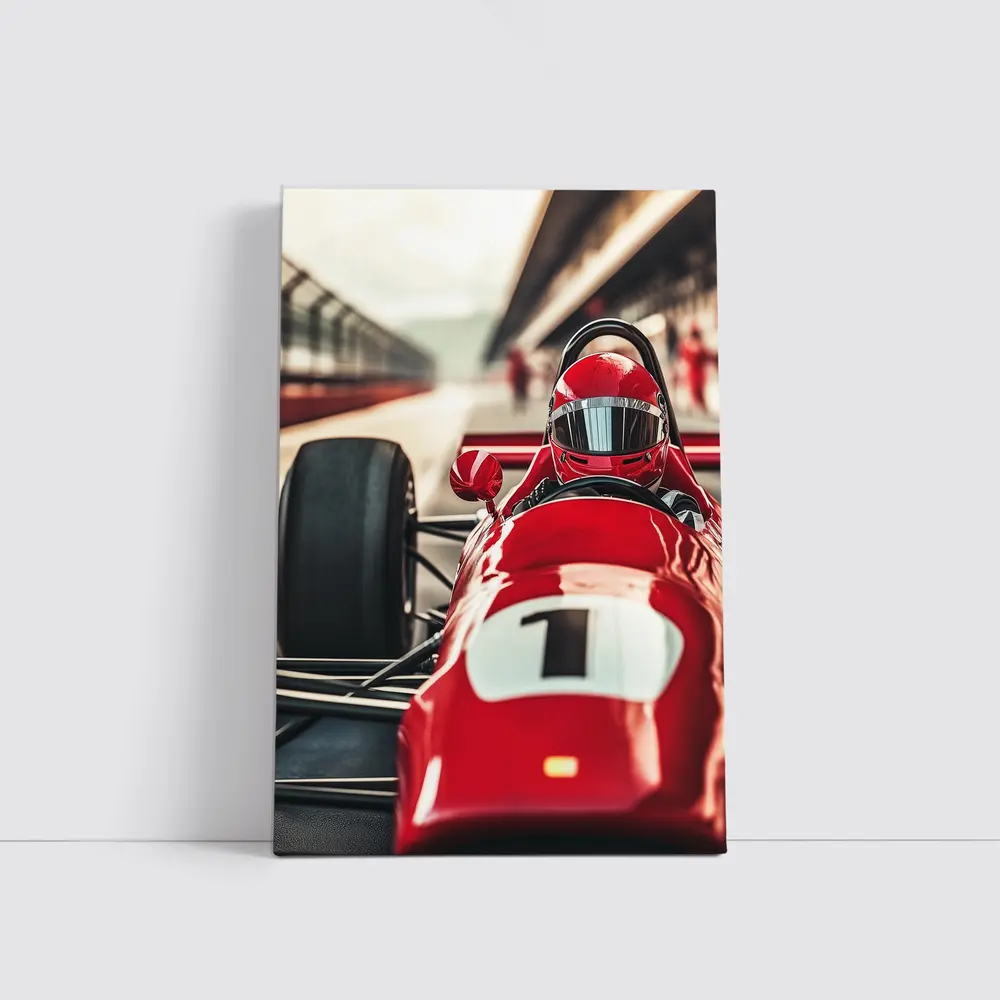 Red Formula One Racing Car Pit Lane – Wall Art