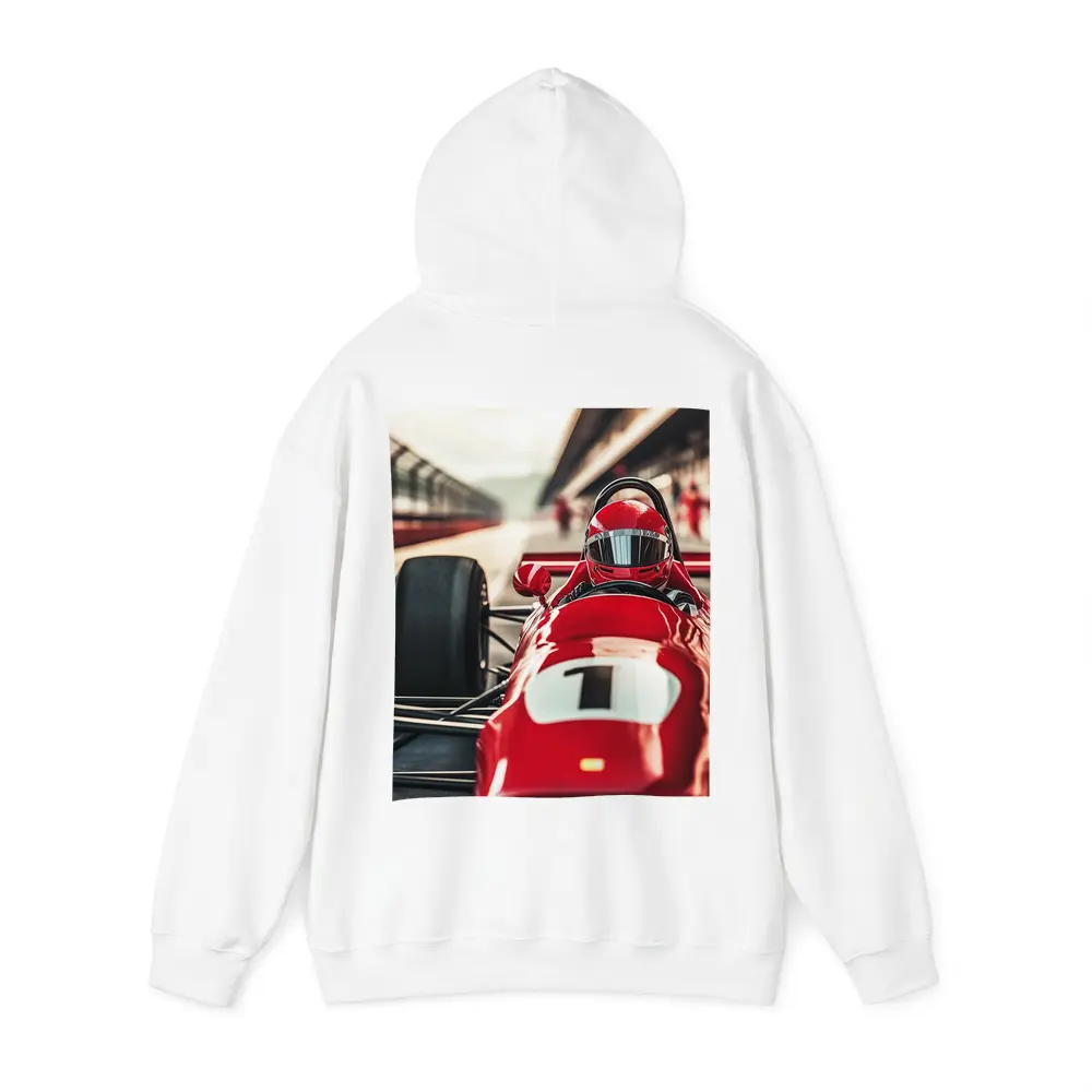 Red Formula One Racing Car Pit Lane – Hoodies