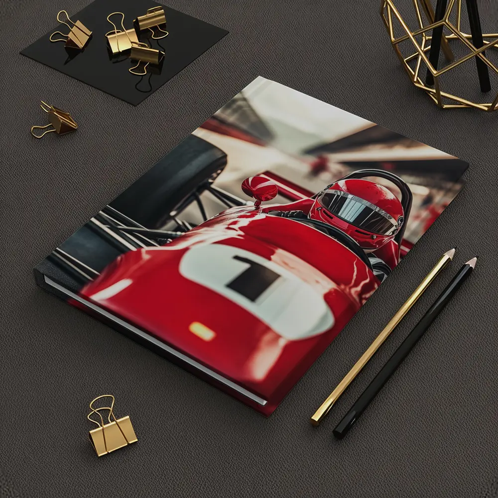 Red Formula One Racing Car Pit Lane – Notebooks