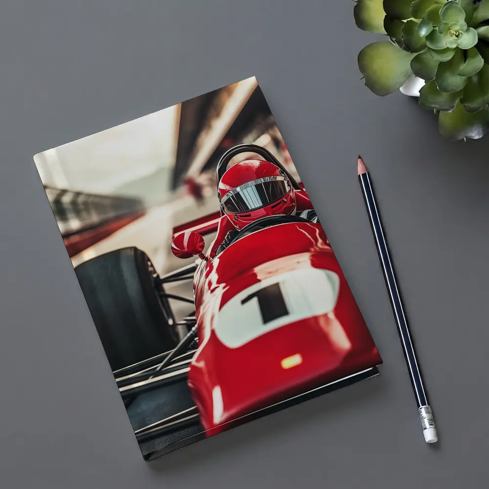Red Formula One Racing Car Pit Lane – Notebooks