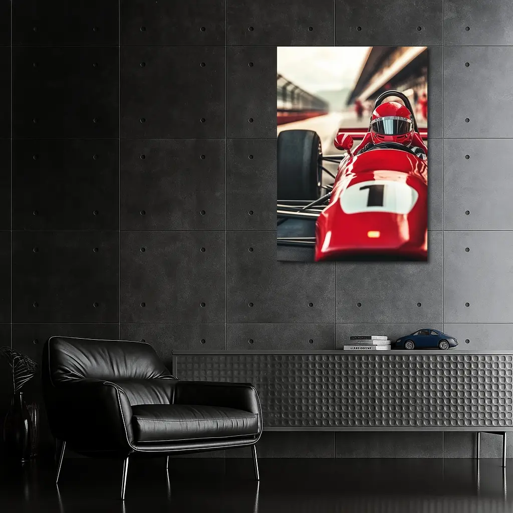 Red Formula One Racing Car Pit Lane – Wall Art