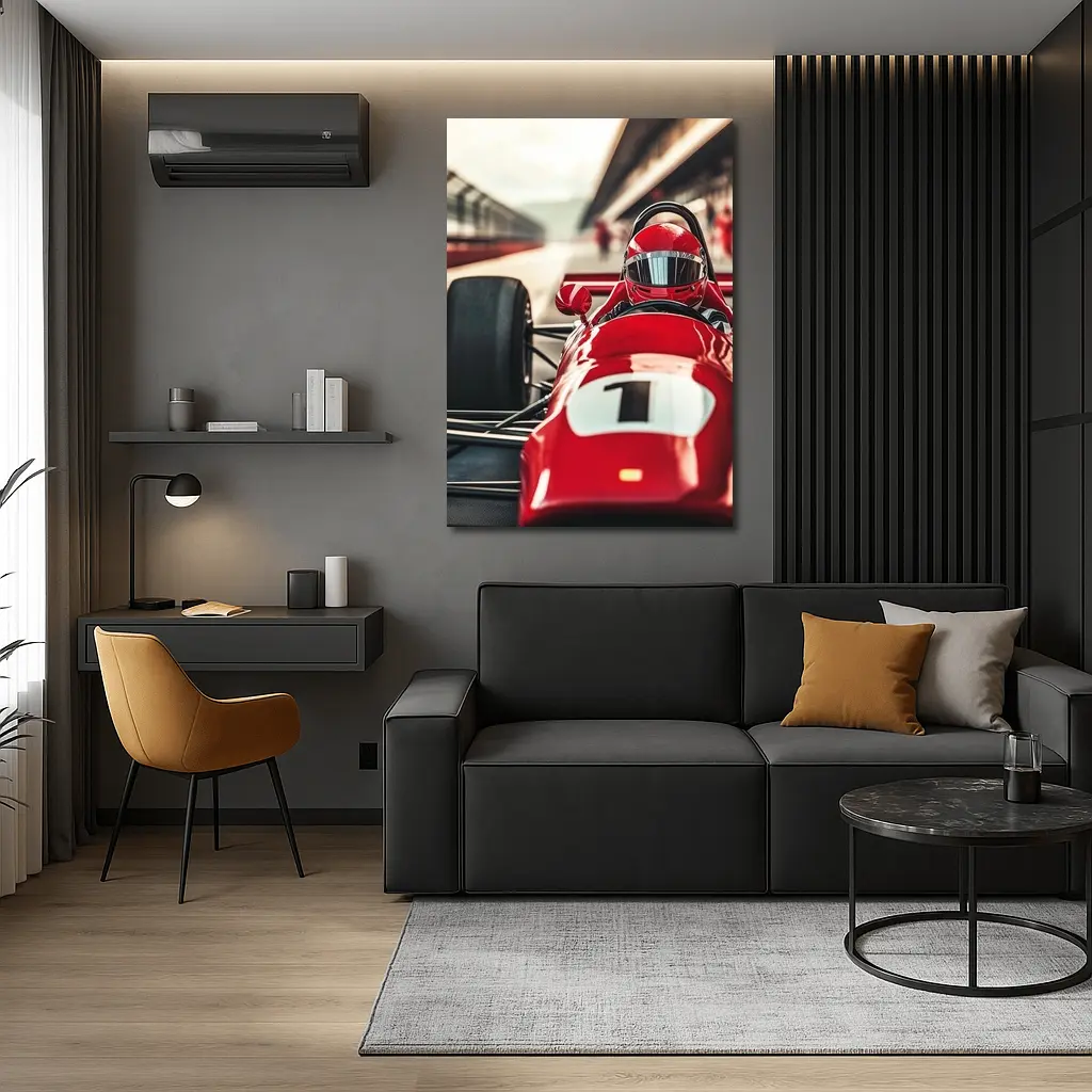 Red Formula One Racing Car Pit Lane – Wall Art