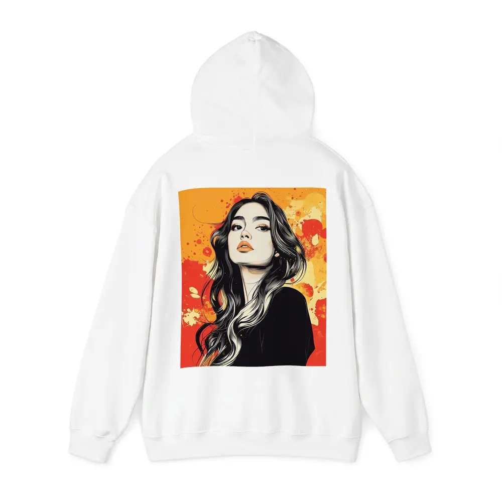 Woman Portrait Illustration Orange Paint Splash – Hoodies