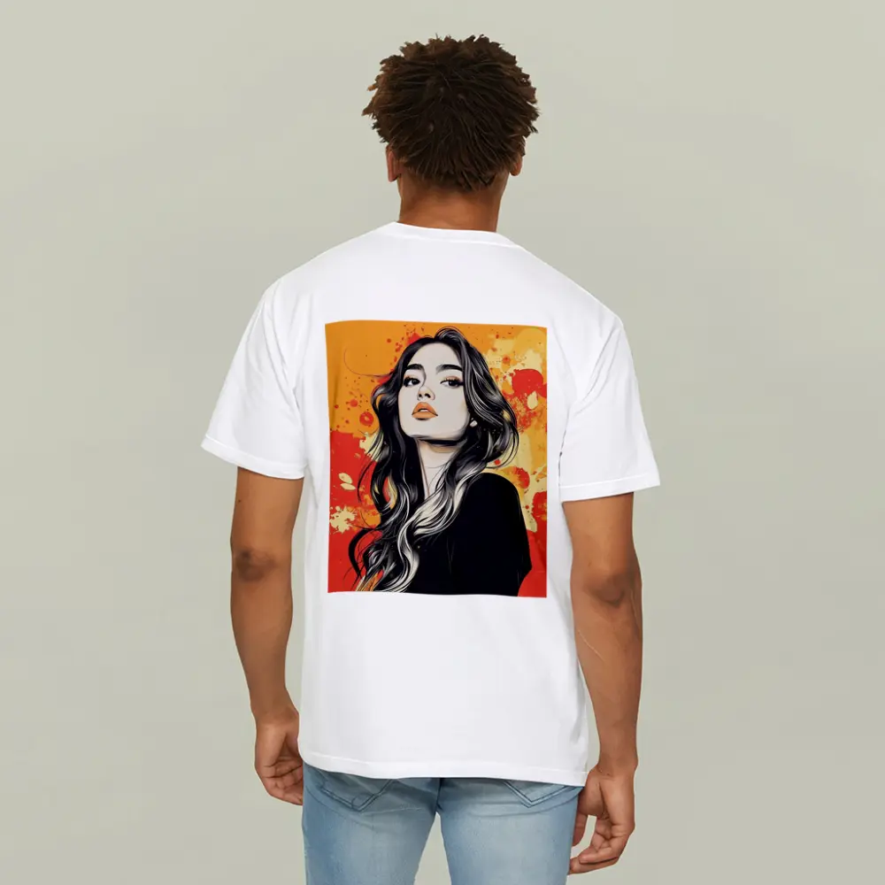 Woman Portrait Illustration Orange Paint Splash – T-Shirts