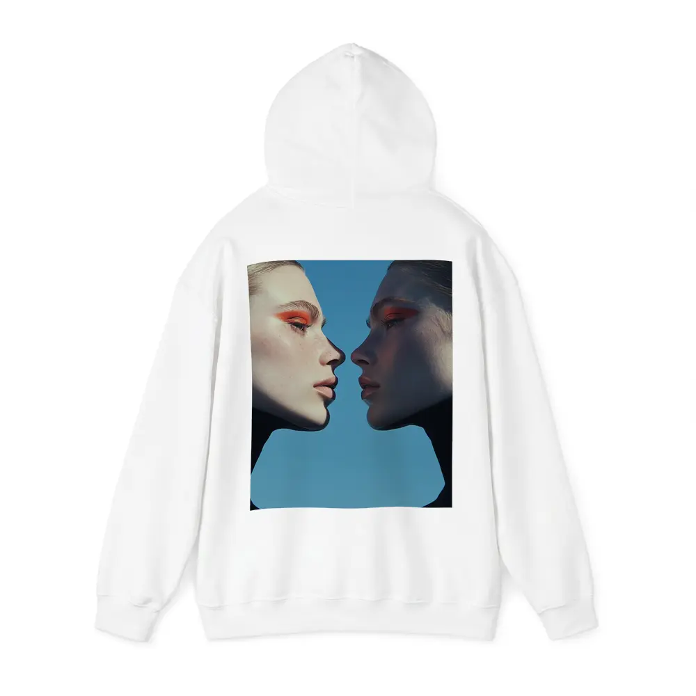 Two Women Facing Orange Eye Makeup Blue – Hoodies