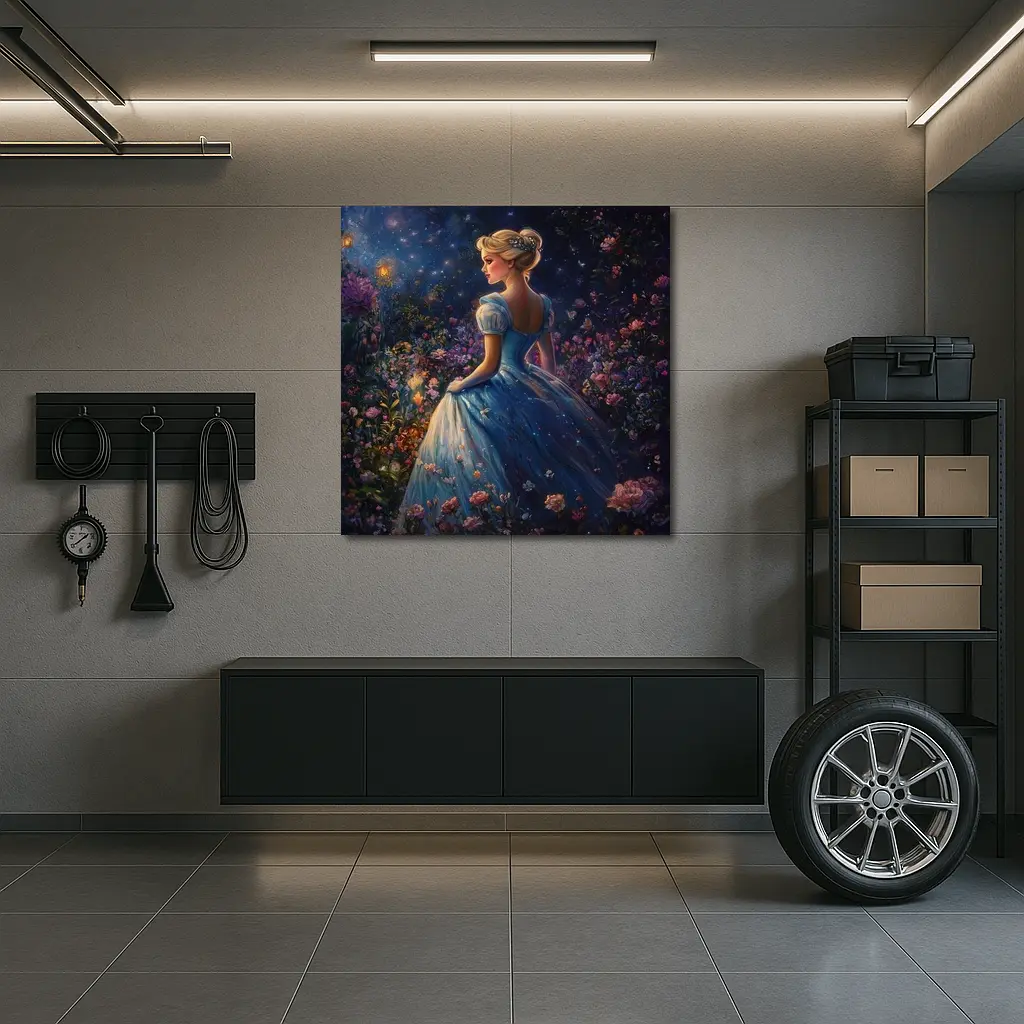 Princess Blue Gown Enchanted Floral Night Garden – Wall Art