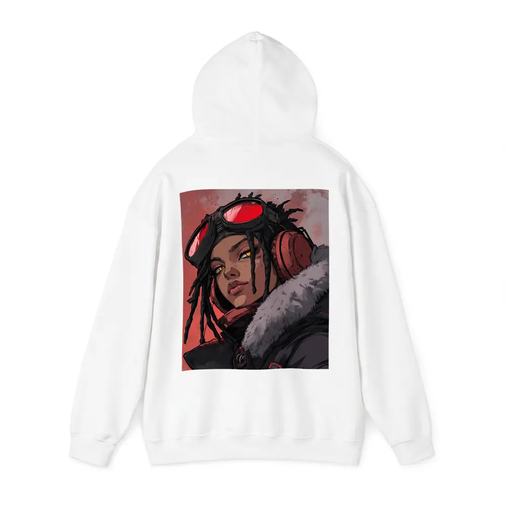 Anime Girl Pilot Goggles Red Background Art – Hoodies