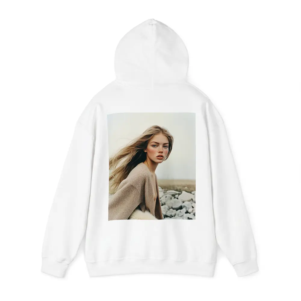Blonde Woman Portrait Rocky Coastal Field – Hoodies