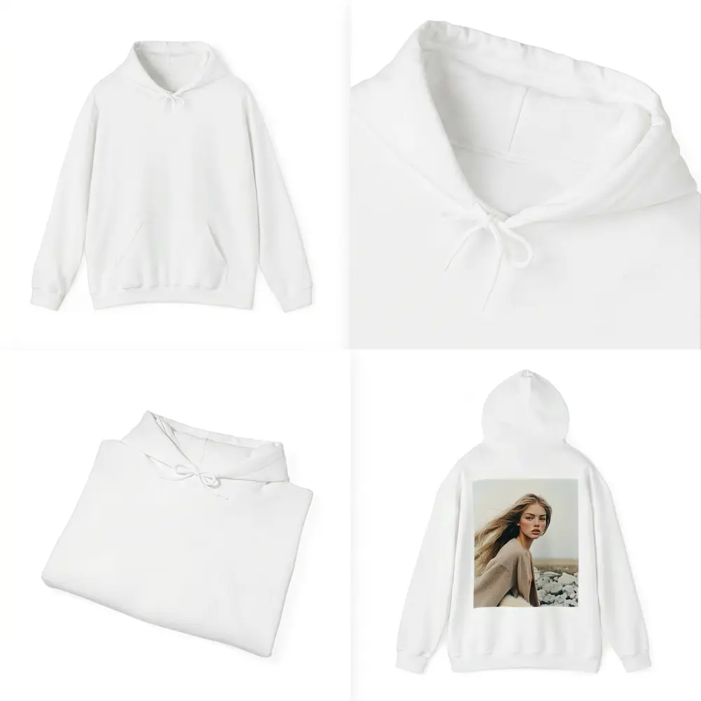Blonde Woman Portrait Rocky Coastal Field – Hoodies