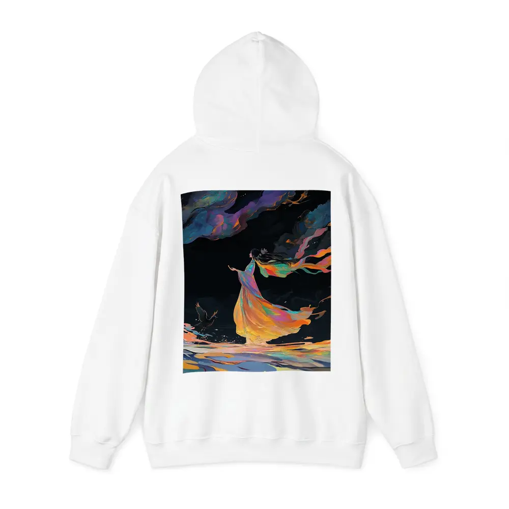 Colorful Woman Dancing Over Dark Waters – Hoodies
