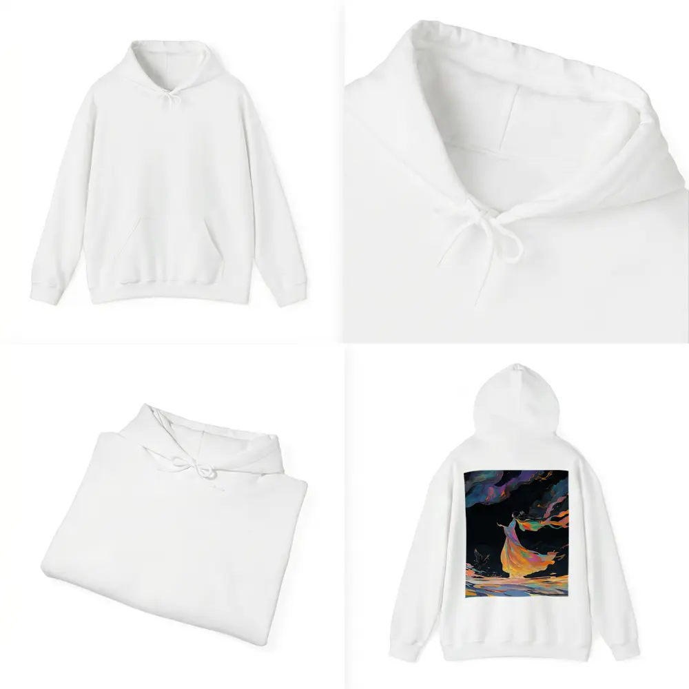 Colorful Woman Dancing Over Dark Waters – Hoodies