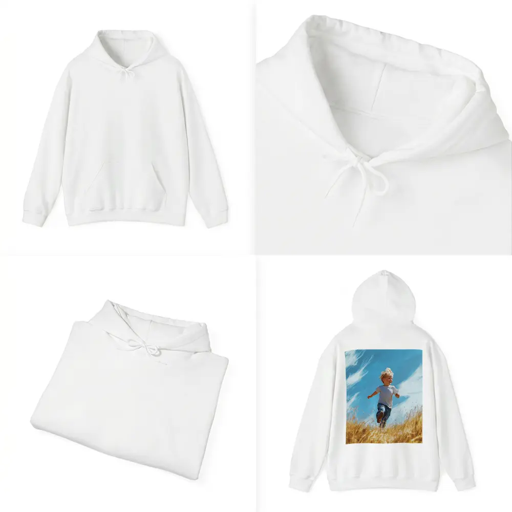 Happy Boy Running Through Golden Field – Hoodies