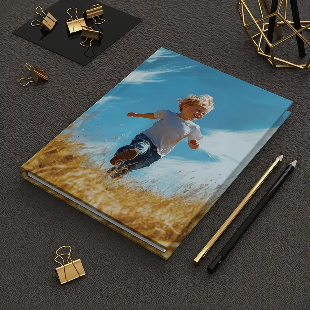 Happy Boy Running Through Golden Field – Notebooks