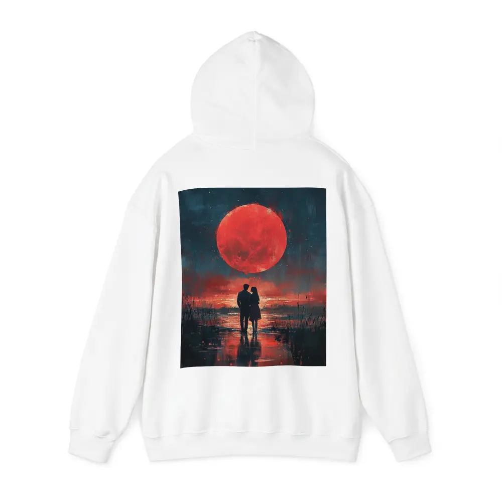 Couple Silhouette Red Moon Night Painting – Hoodies
