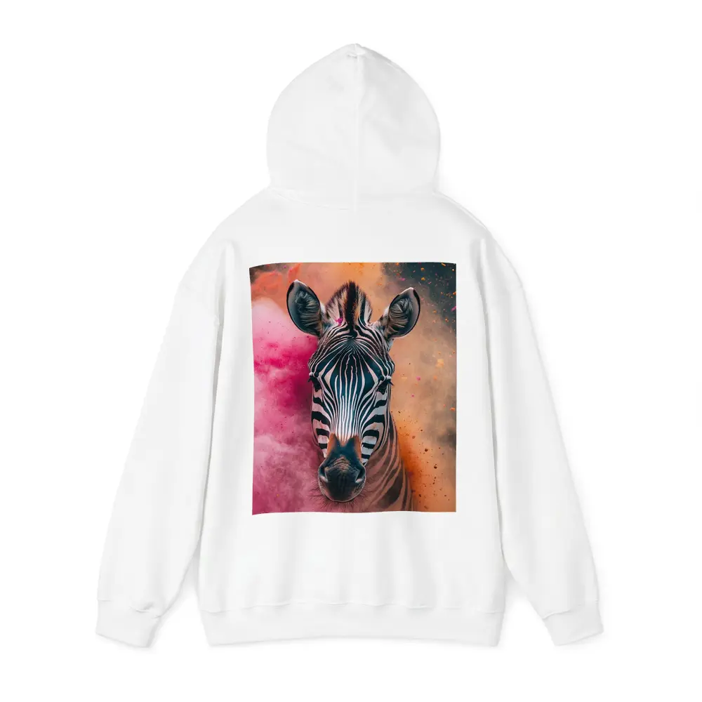 Zebra Portrait Colorful Pink Orange Powder Explosion – Hoodies