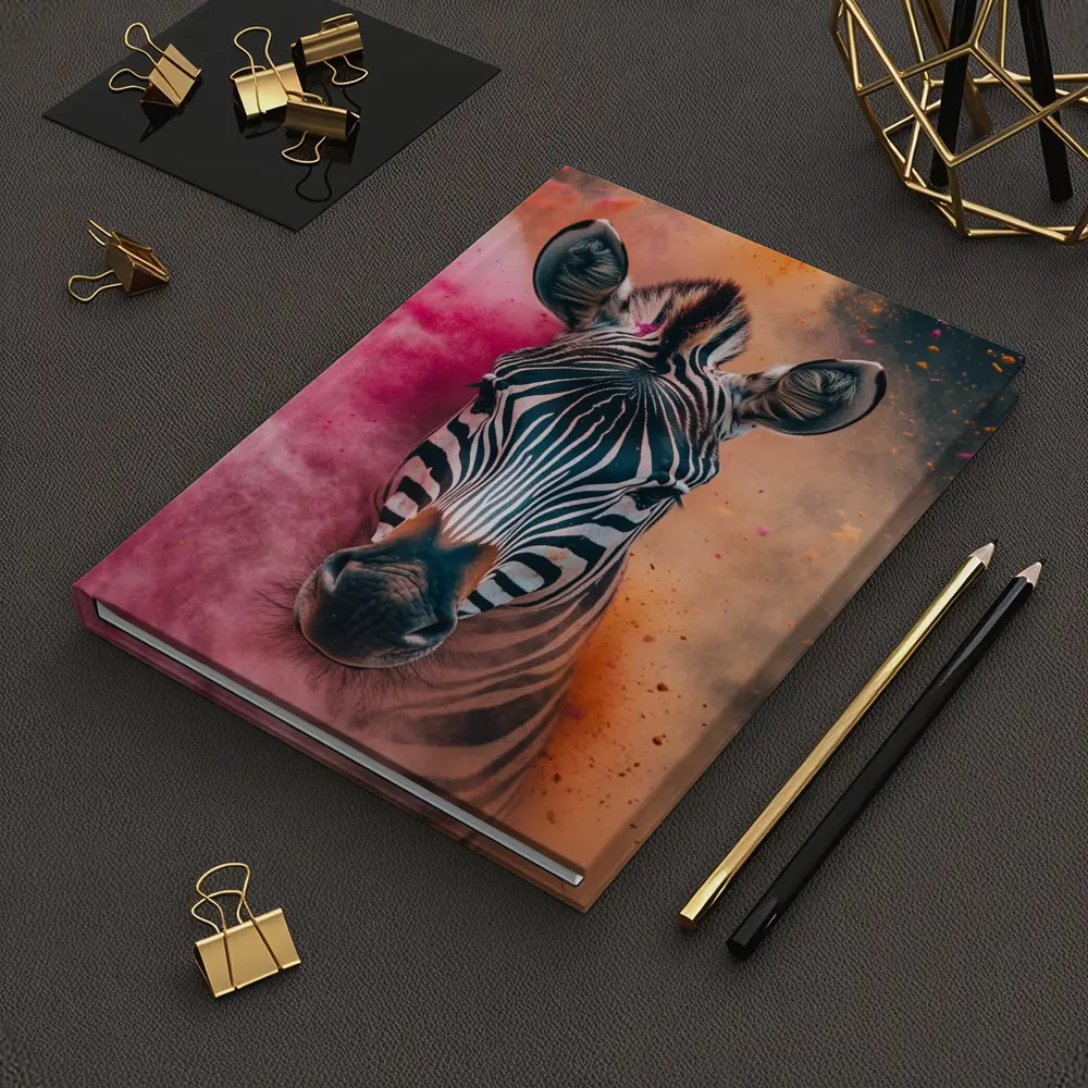 Zebra Portrait Colorful Pink Orange Powder Explosion – Notebooks