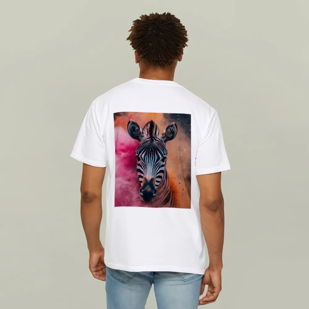 Zebra Portrait Colorful Pink Orange Powder Explosion – T-Shirts