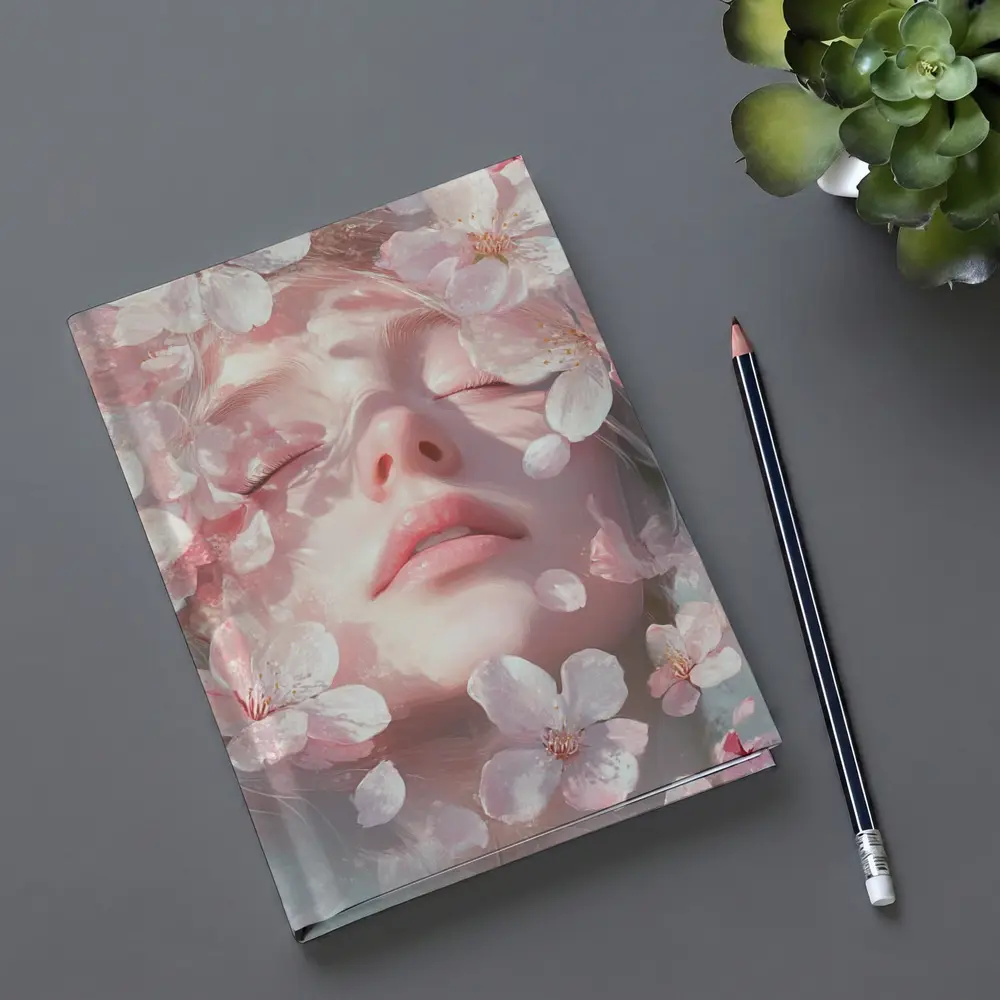 Woman Face Surrounded By Cherry Blossoms – Notebooks