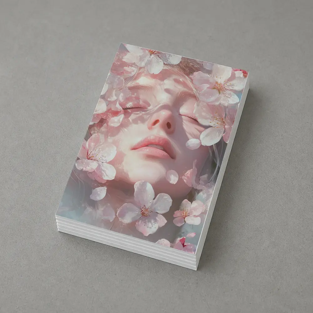 Woman Face Surrounded By Cherry Blossoms – Postcards